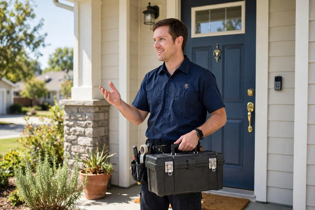 Appliance repair technician arriving at a home in Burleson, TX