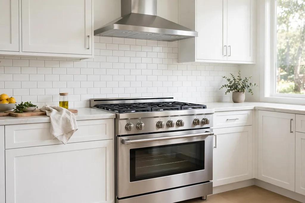 Stainless steel oven and range in a Burleson, TX home kitchen