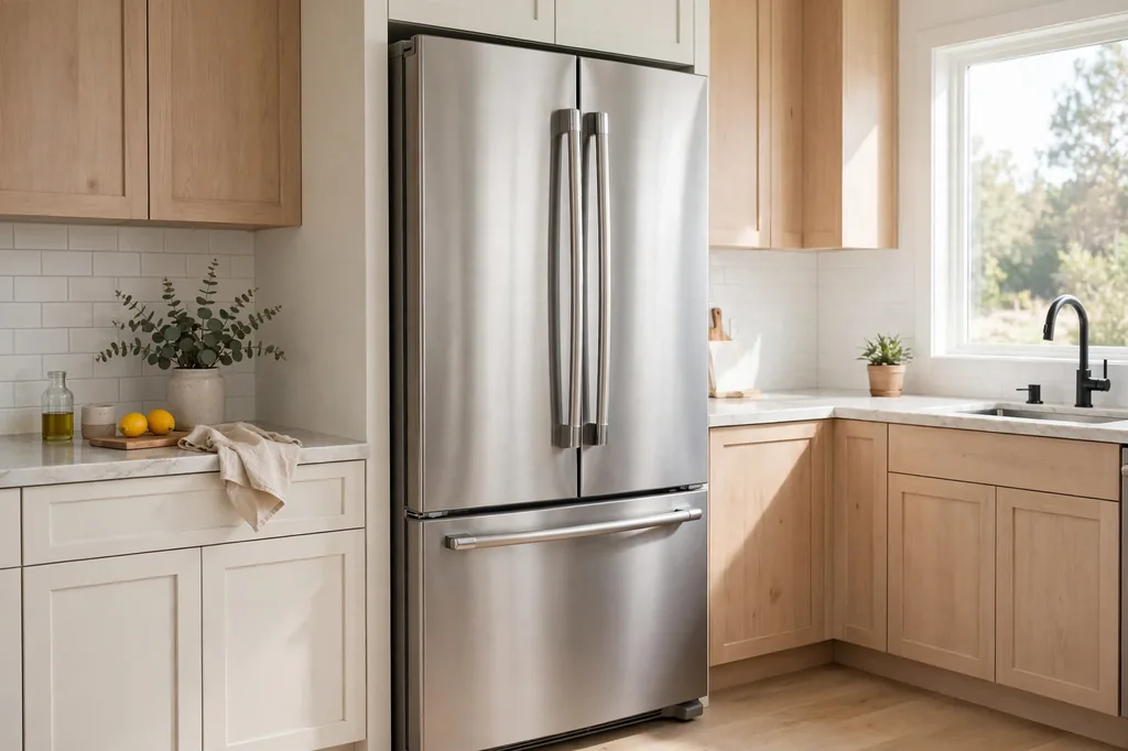 Stainless steel refrigerator in a Burleson, TX home kitchen