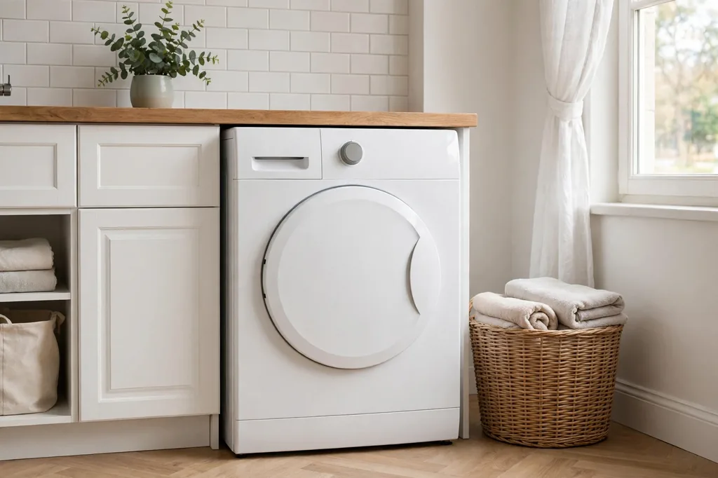 Front-loading washing machine in a Burleson, TX laundry room